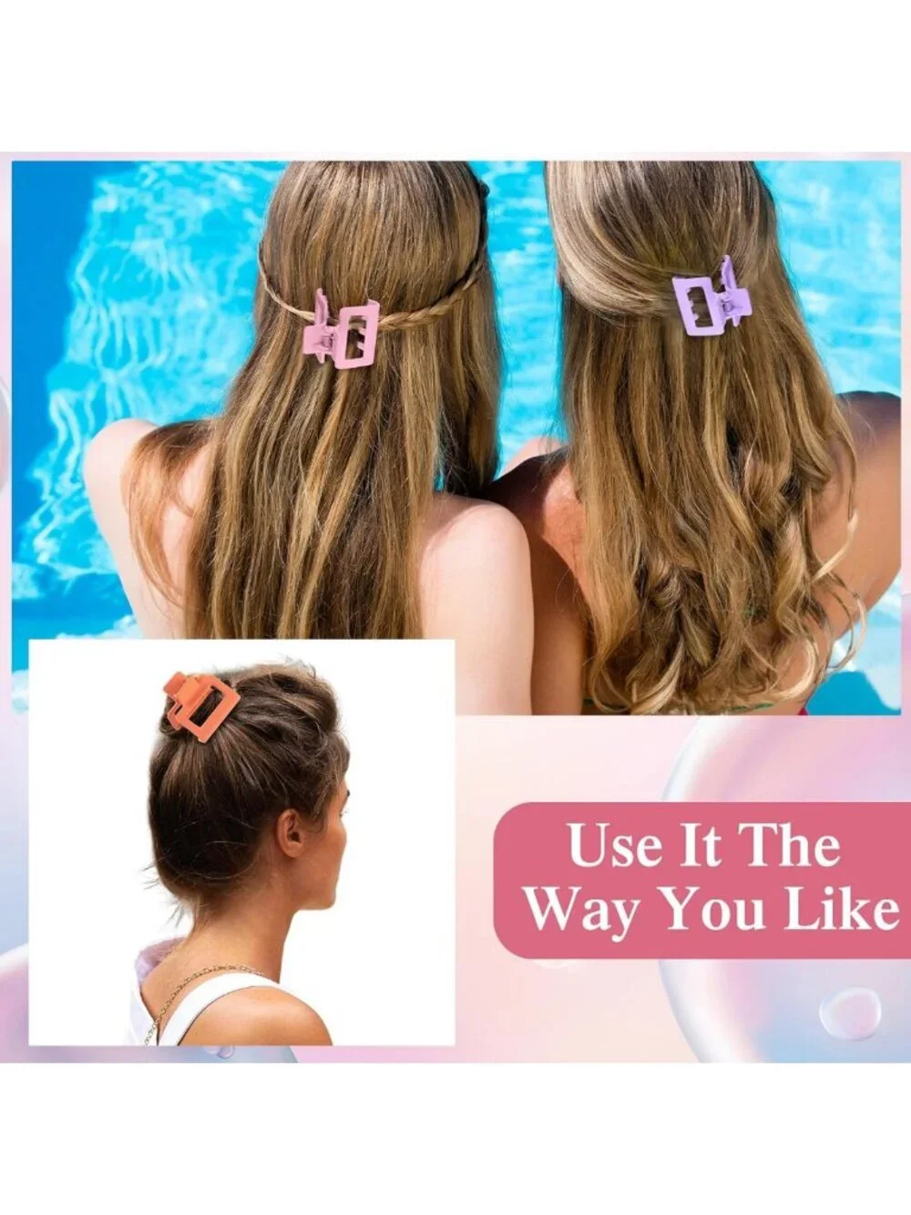 100 Pcs Medium Matte Claw Hair Clips - Nonslip Square Styling Accessories for